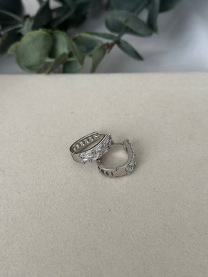 Silver Baget Taşlı Küpe