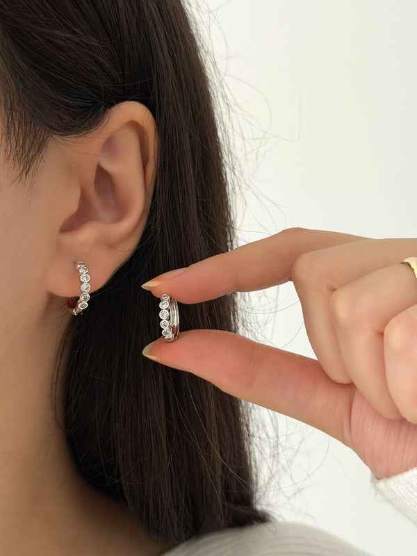 Silver Altı Taşlı Küpe