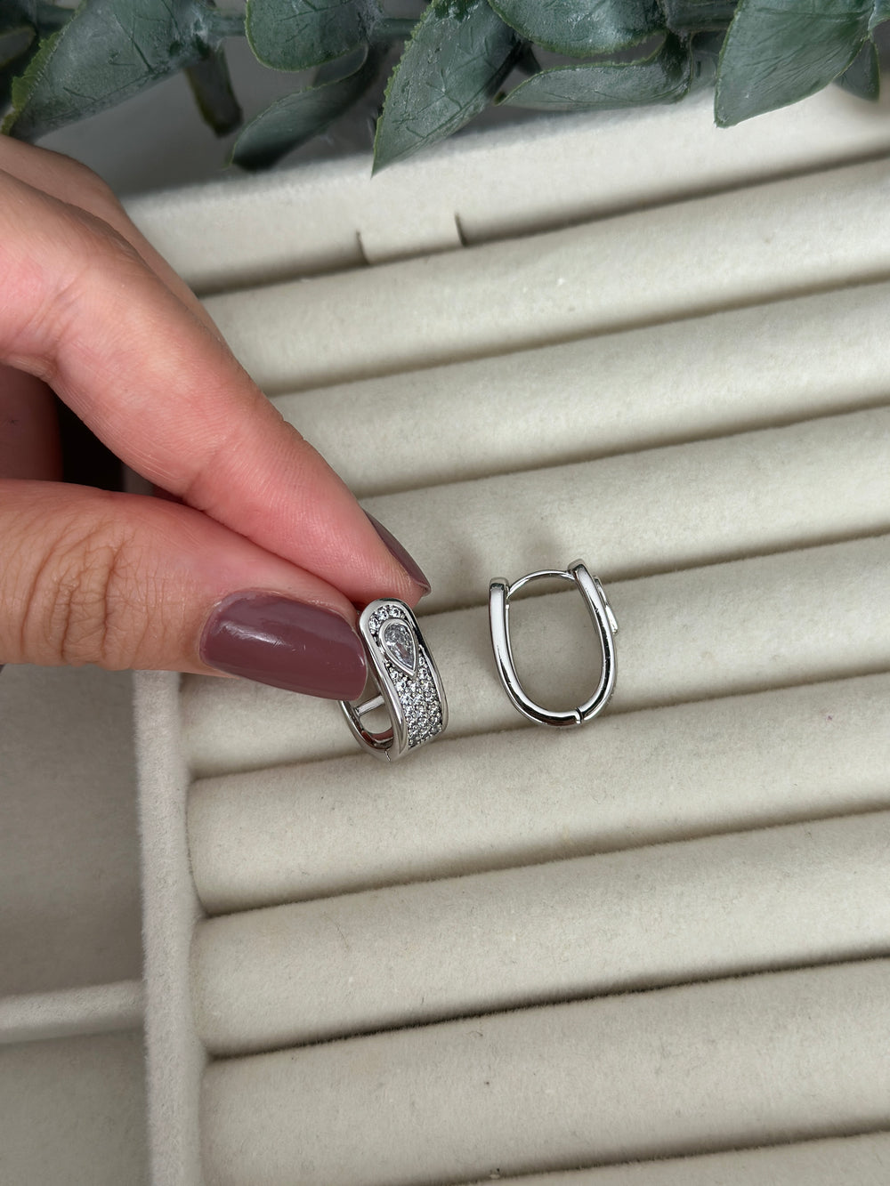 Silver Damla Taşlı Küpe