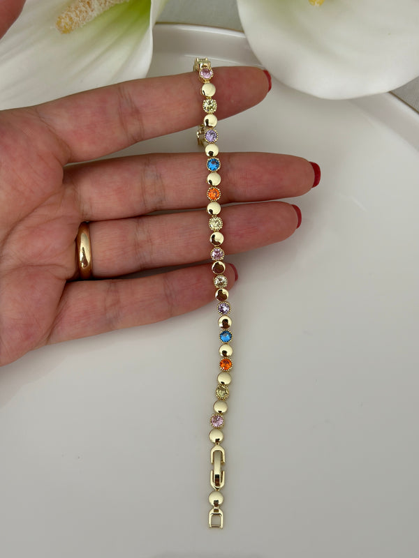 Renkli Taşlı Plaka Bileklik