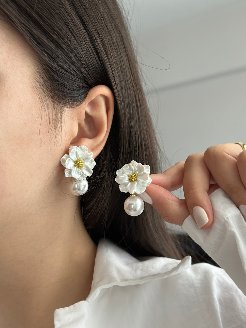 İncili Papatya Küpe