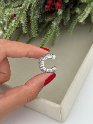 Ucu İncili Silver Kıkırdak Küpe