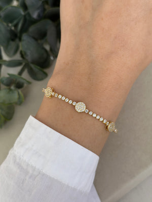 Çelik Gold Yuvarlak Plak Su Yolu Bileklik