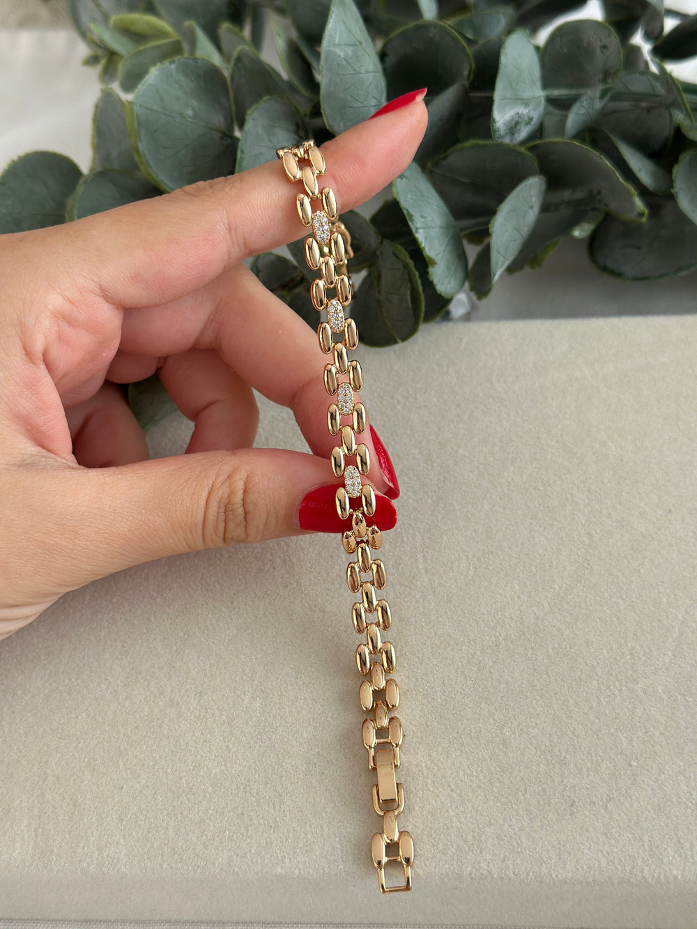 Rose Yassı Taşlı Bileklik