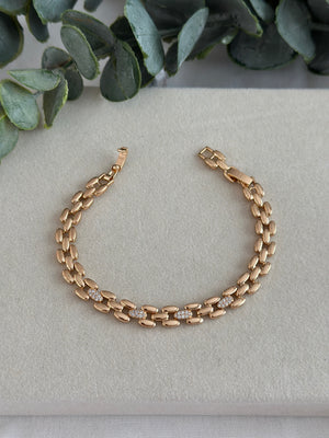 Rose Yassı Taşlı Bileklik