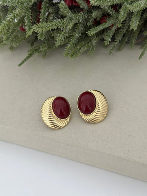 Çizgili Bordo Küpe