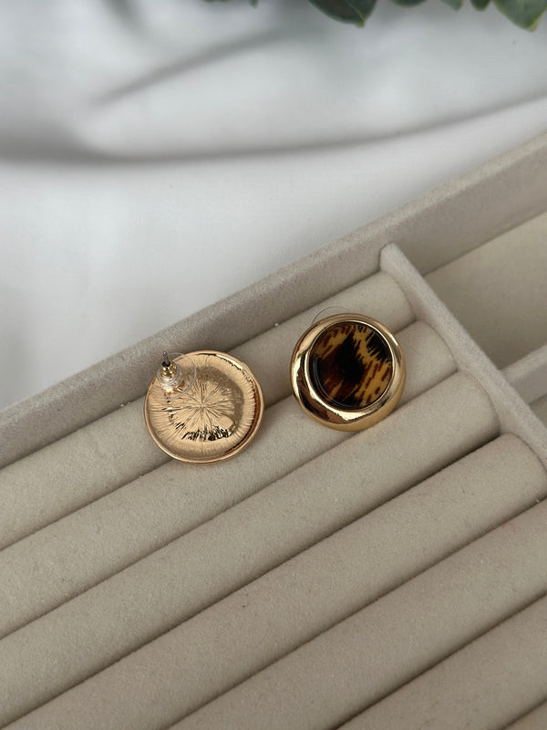 Leopar Plaka Yuvarlak Küpe