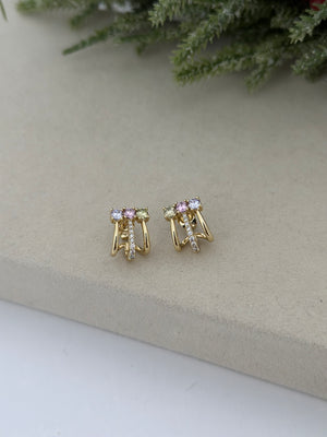 Renkli Üçlü Görünüm Küpe