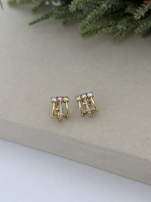 Renkli Üçlü Görünüm Küpe