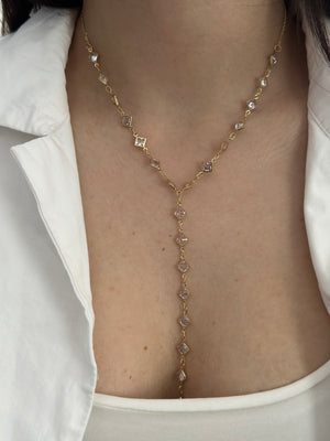 Kare Taşlı Y Kolye