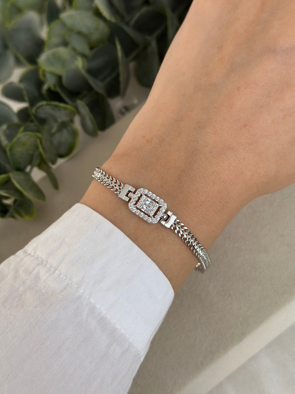 Silver Baget Taşlı Bileklik