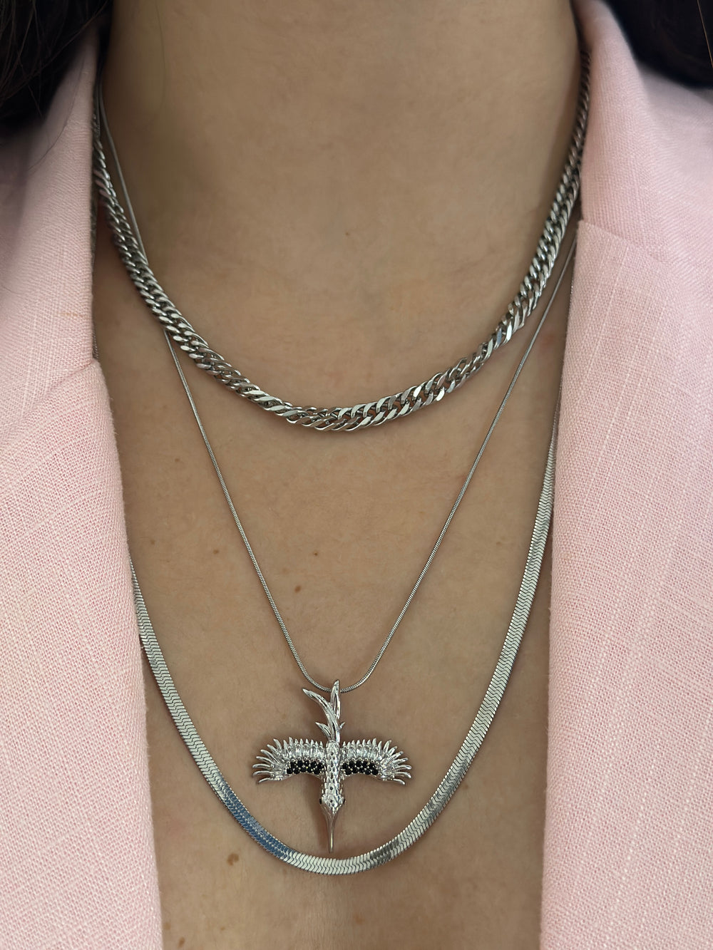 Çelik Anka Kuşu Çoklu Kolye