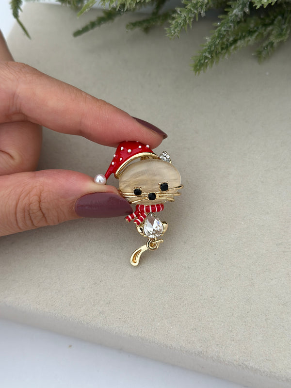 Şapkalı Kedi Broş