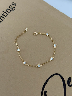 İnce Zincir Yuvarlak Taşlı Bileklik