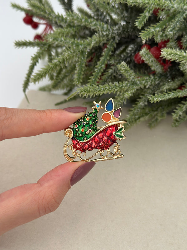 Çam Ağacı-Kızak Broş