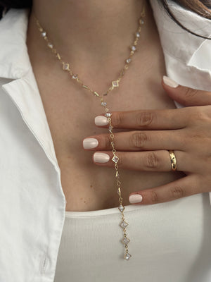 Kare Taşlı Y Kolye