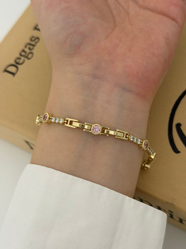 Pembe Taşlı Su Yolu Bileklik