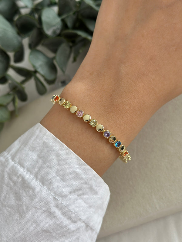Renkli Taşlı Plaka Bileklik