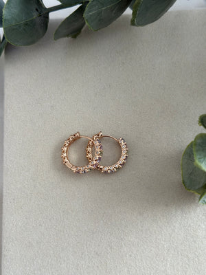 Rose Renkli Taşlı Küpe