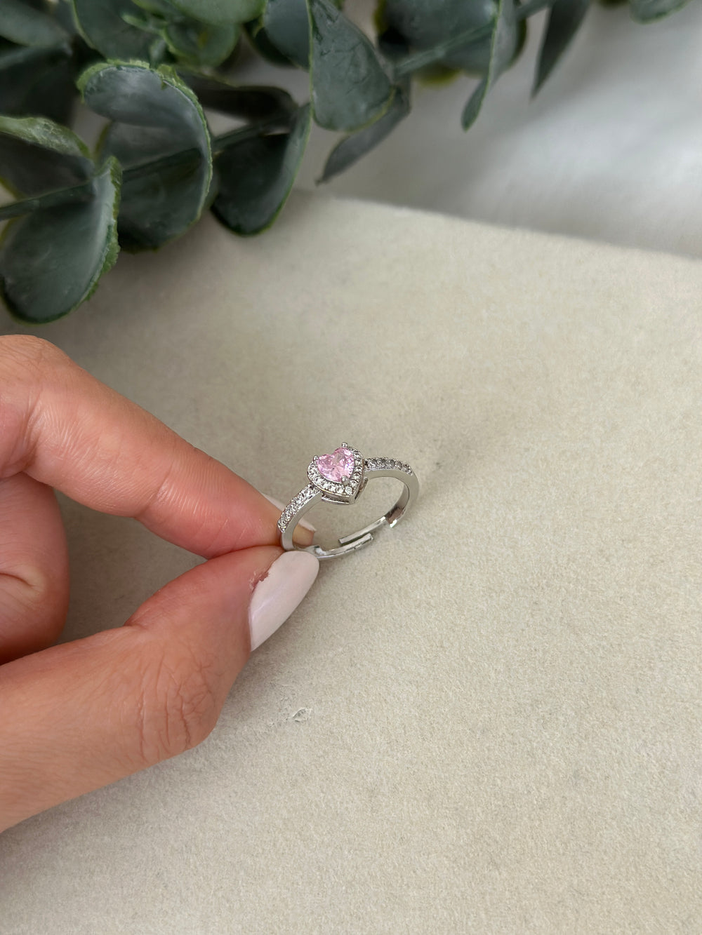 Çelik Pembe Silver Yüzük