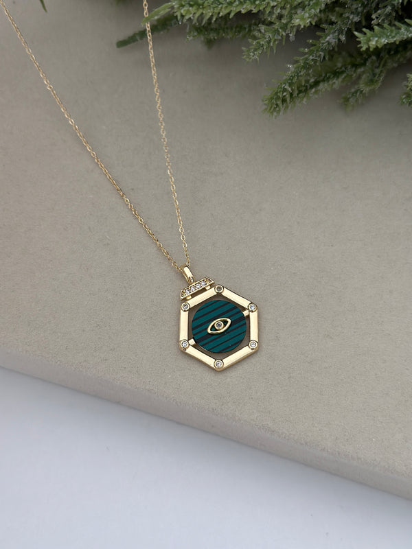 Yeşil Mineli Zirkon Taşlı Kolye