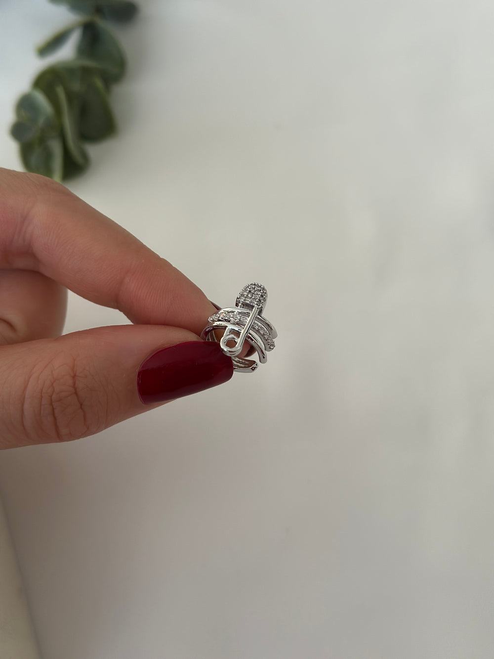 Silver Kaplama Çengel Kıkırdak Küpe