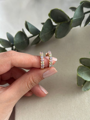 Rose Renkli Taşlı Küpe