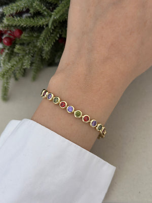 Renkli Yuvarlak Taşlı Bileklik