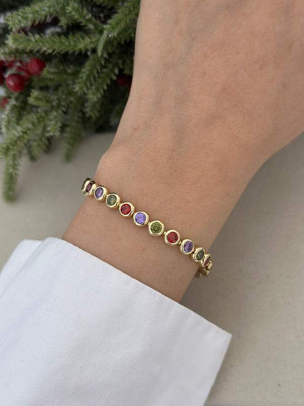 Renkli Yuvarlak Taşlı Bileklik