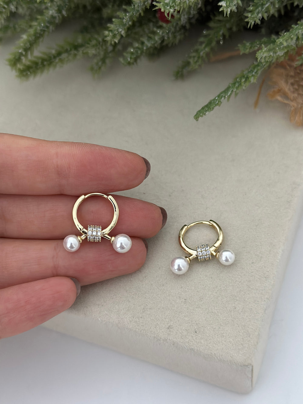 İki İnci Top Küpe