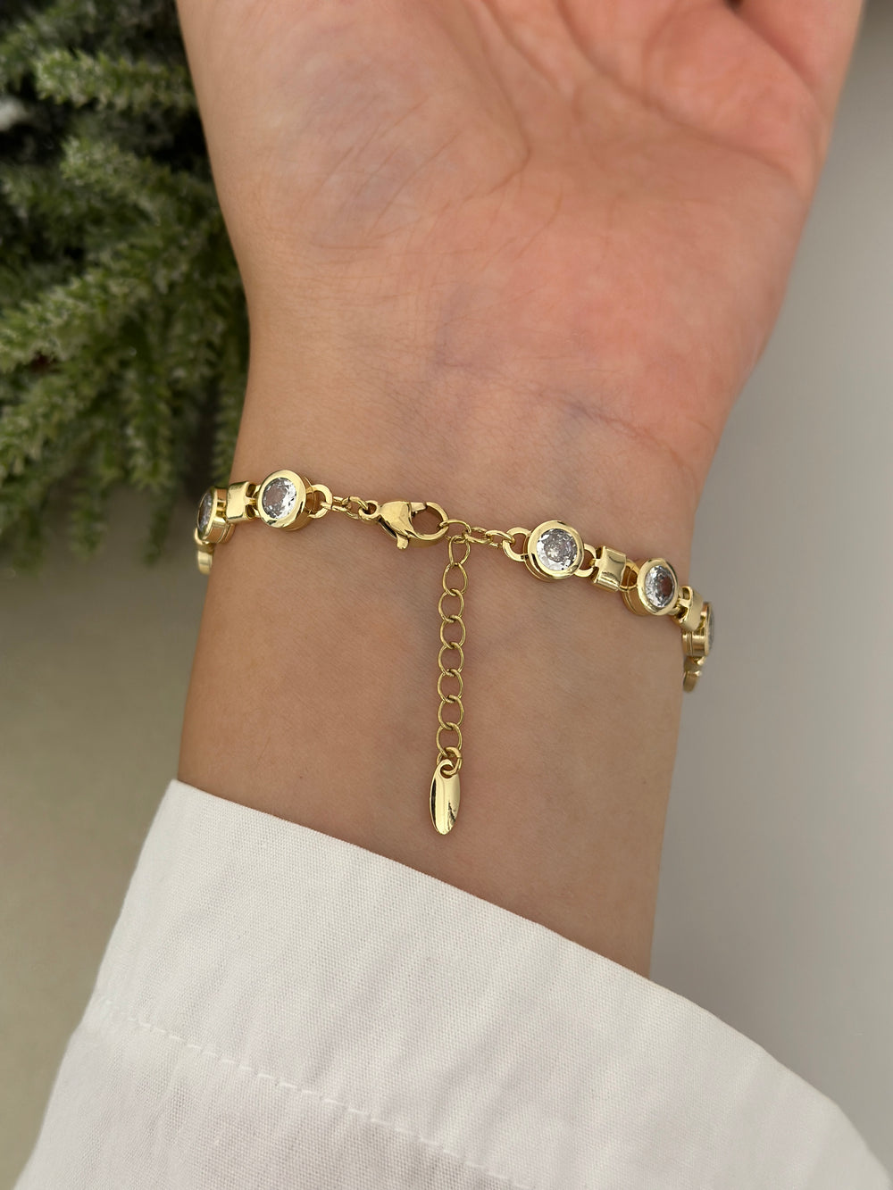 Yuvarlak Taş Kare Plaka Bileklik