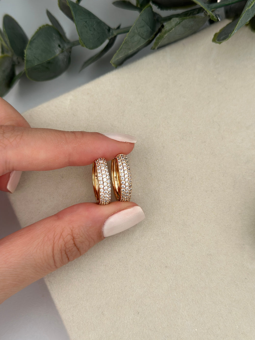 Rose Taşlı Halka Küpe