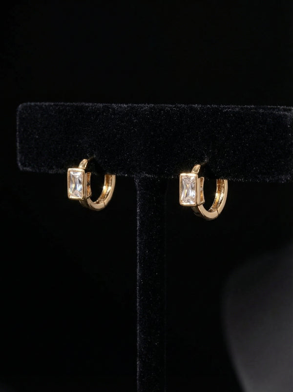 Rose Baget Taşlı Küpe