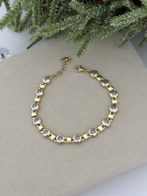 Yuvarlak Taş Kare Plaka Bileklik