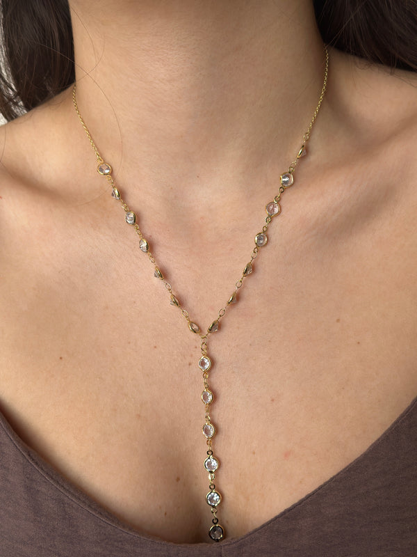 Yuvarlak Taşlı Y Kolye