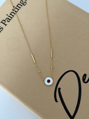 Sedefli Bordo Taşlı Kolye