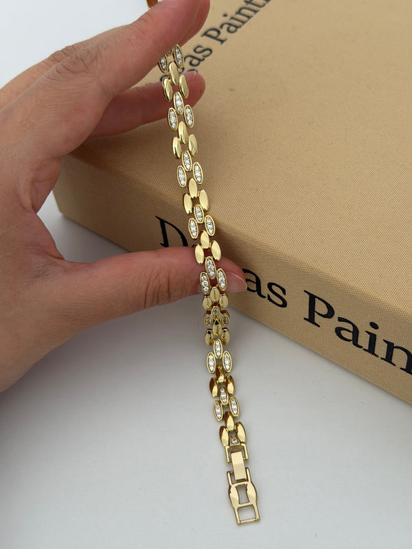 Gold Taşlı Dama Bileklik