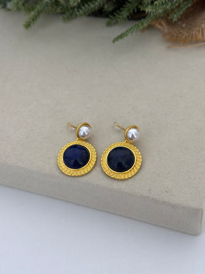 Lacivert İnci Küpe