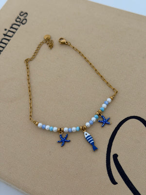 Mavi Deniz Yıldızı Balıklı Halhal