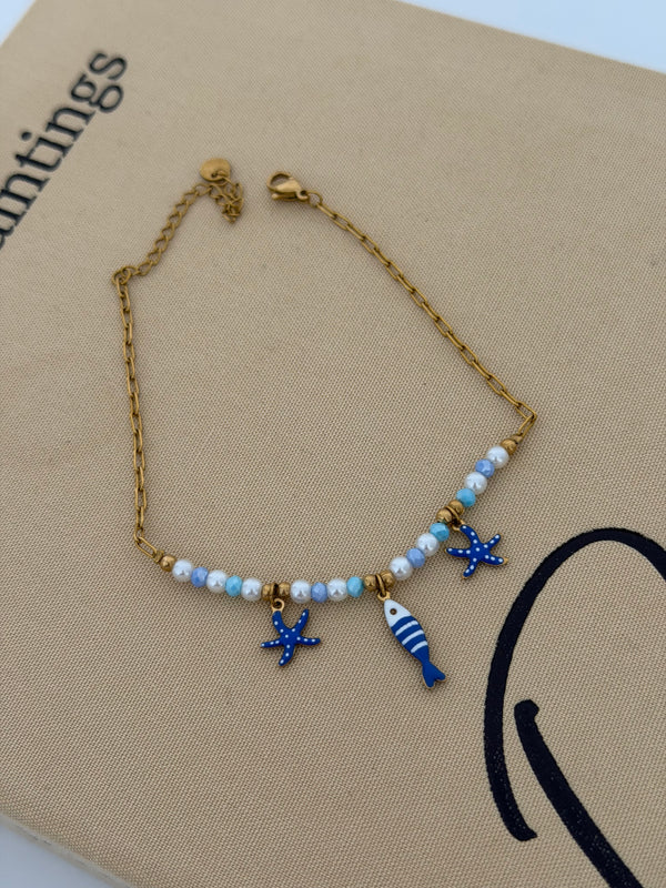 Mavi Deniz Yıldızı Balıklı Halhal