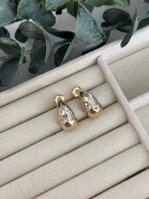 Kalp Taşlı Damla Küpe