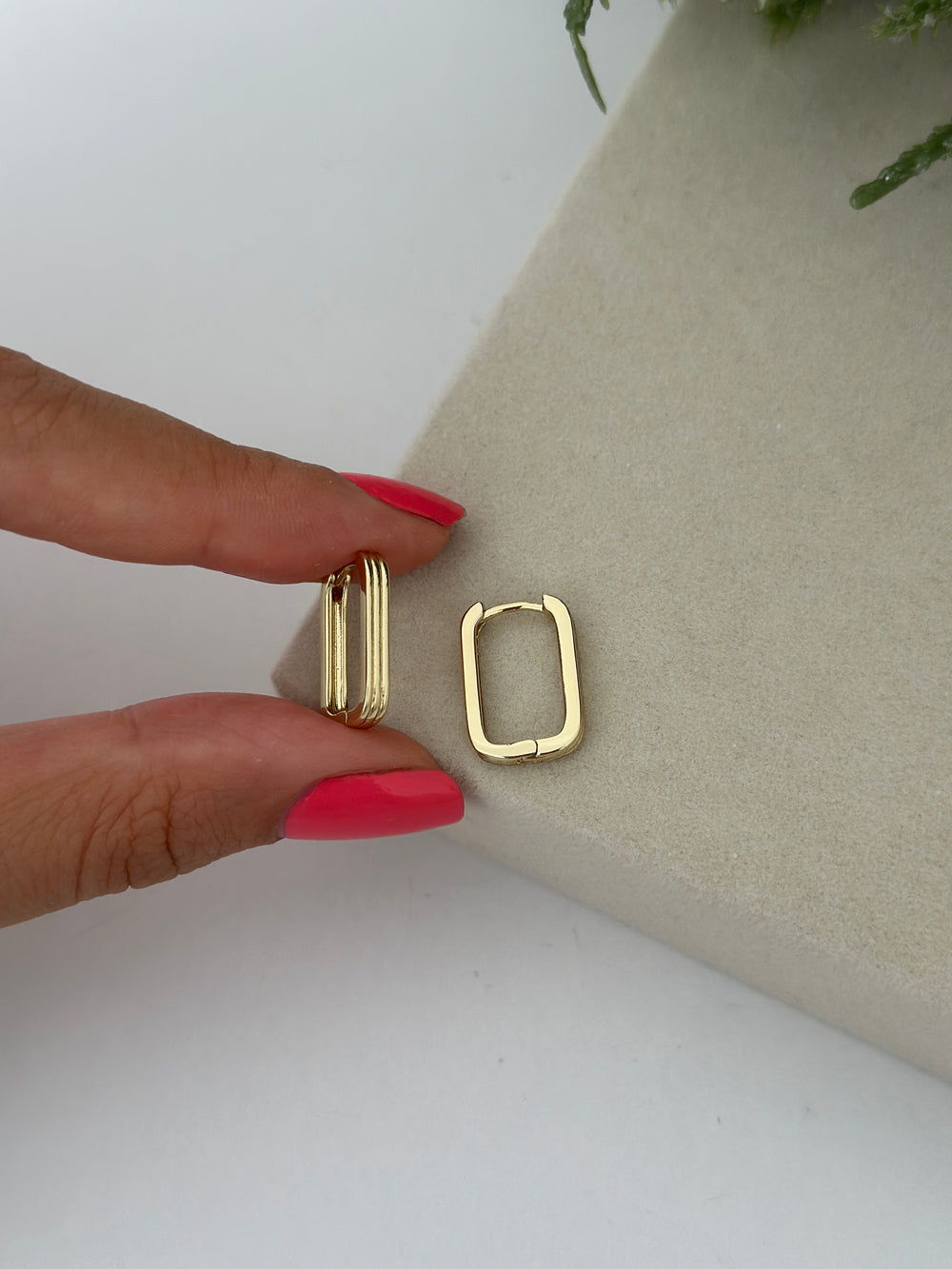 Üç Şerit Dikdörtgen Küpe