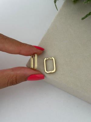 Üç Şerit Dikdörtgen Küpe