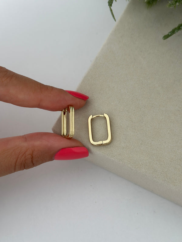 Üç Şerit Dikdörtgen Küpe