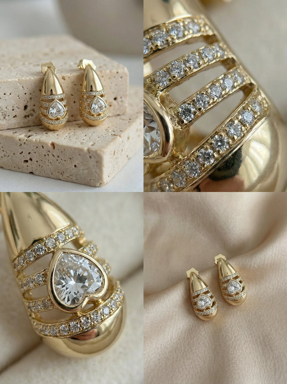 Dört Şeritli Damla Küpe