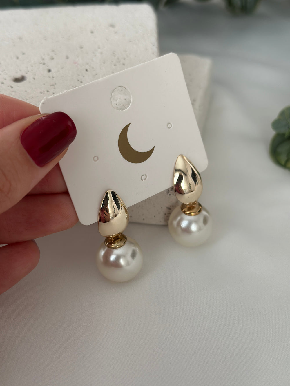 Gold Sarkıtma İnci Küpe