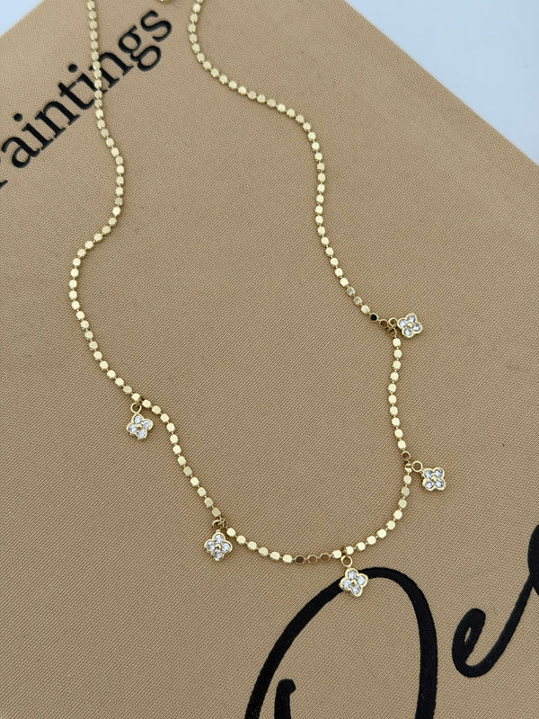 Pul Ezme Üzeri Taşlı Yonca Kolye