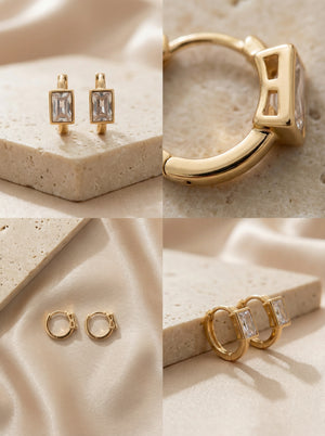 Rose Baget Taşlı Küpe