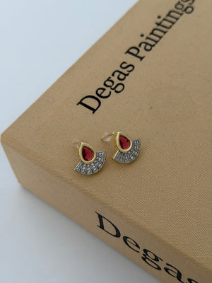 Bordo Damla Taşlı Küpe