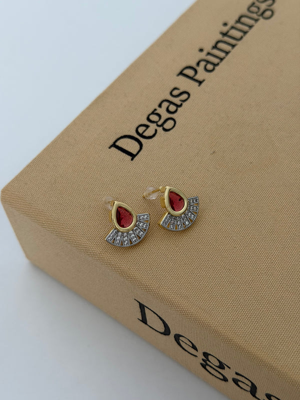 Bordo Damla Taşlı Küpe